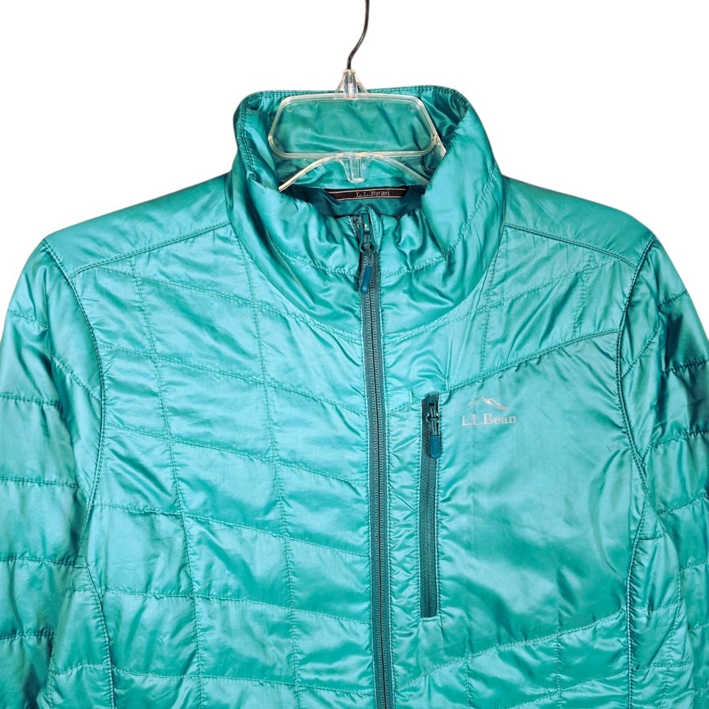 LL Bean Jacket Women's Medium Primaloft Packaway Insulated Quilted Green Pockets